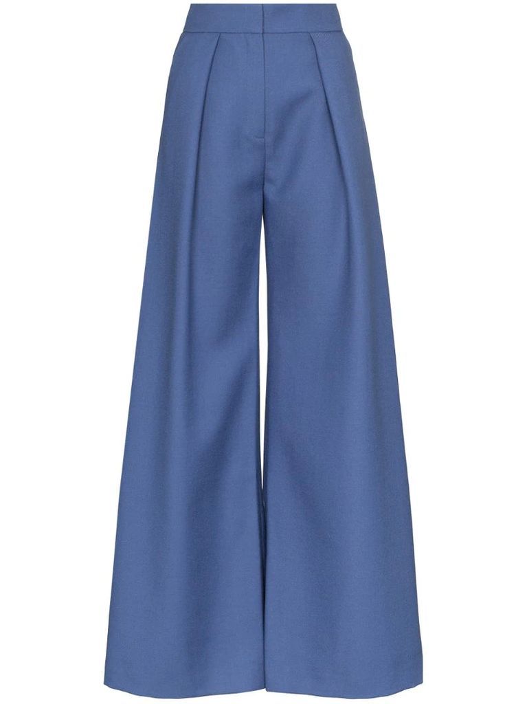 high-rise flared trousers