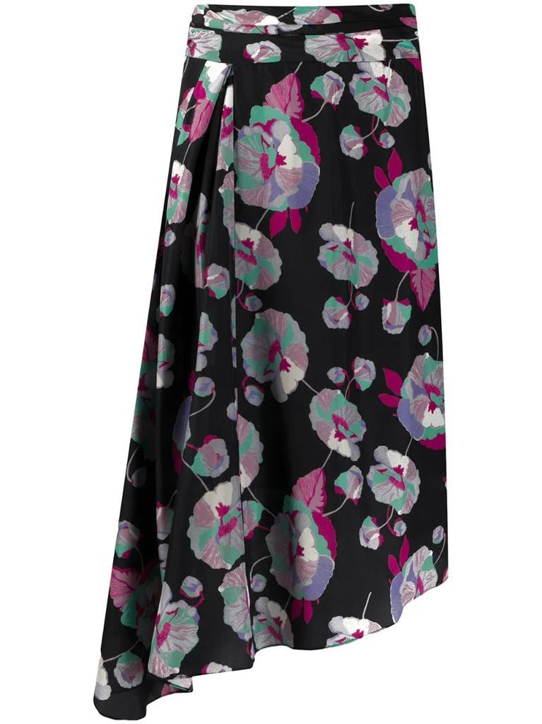 Javenia floral-print silk skirt