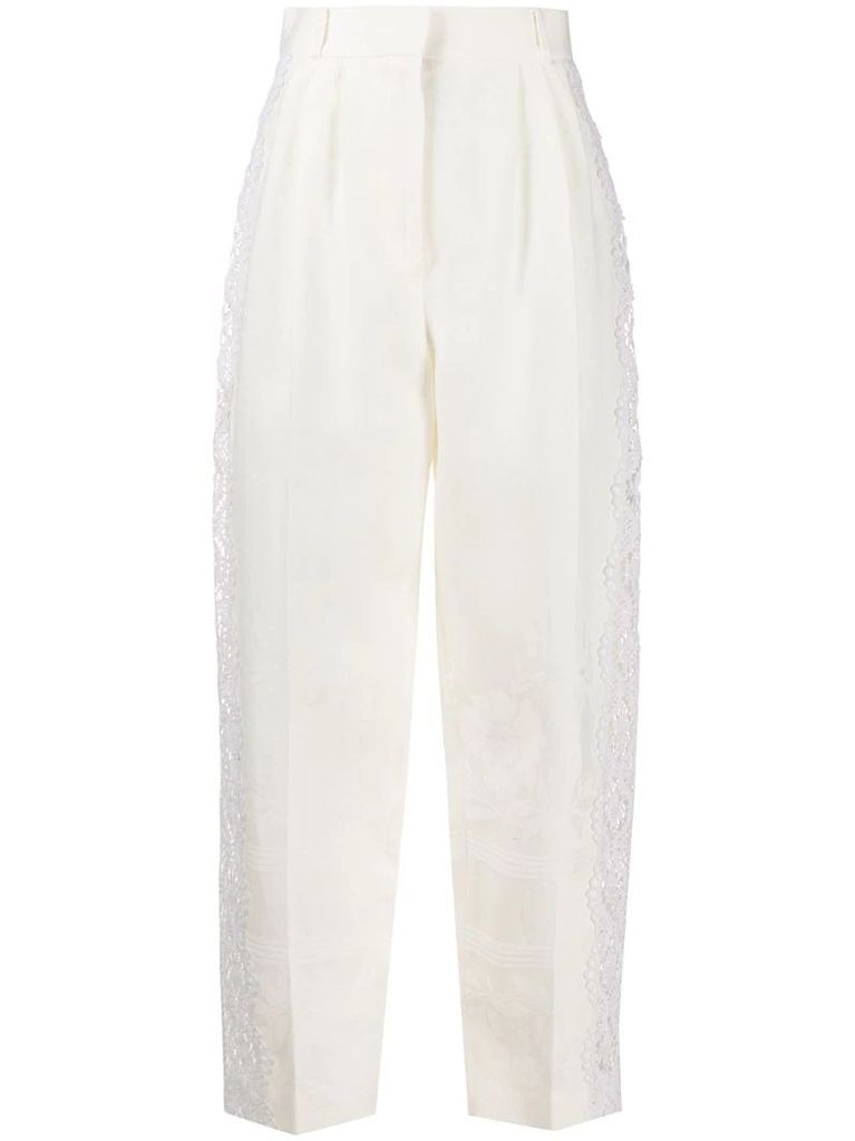 lace-tape tapered trousers