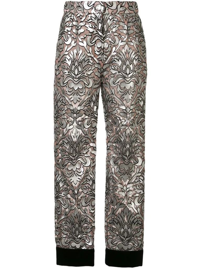 mesh-overlay cropped trousers