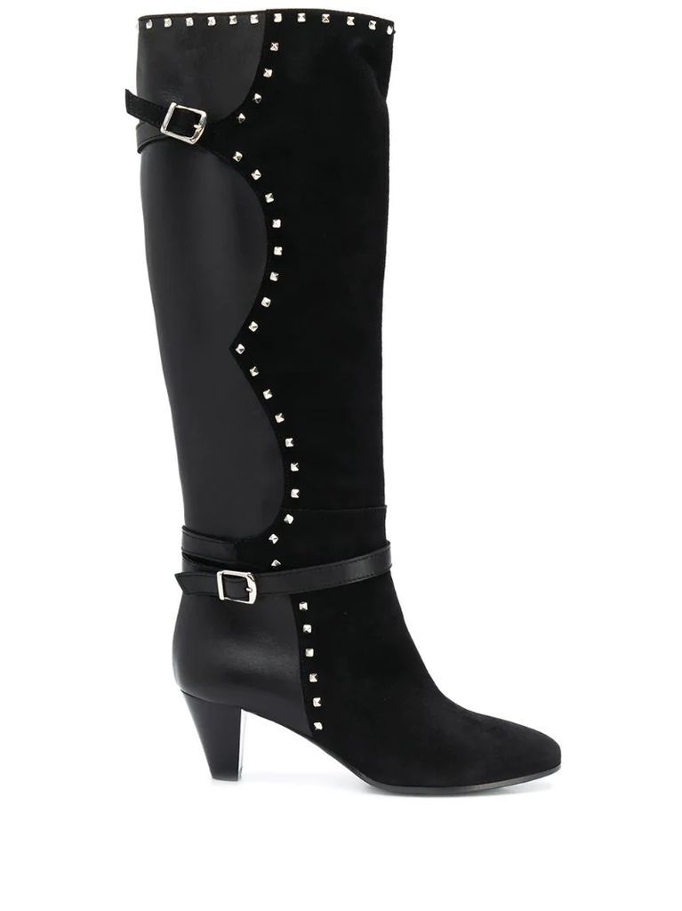 stud detail knee-length boots
