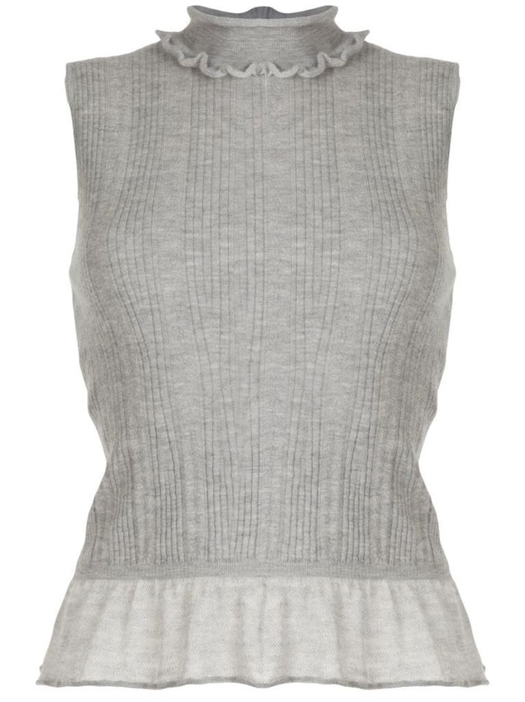 2006 ruffled neck knitted top