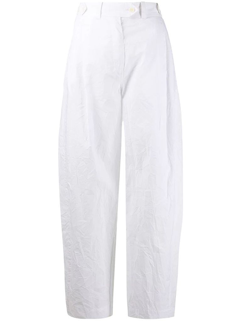 crinkle effect suit trousers