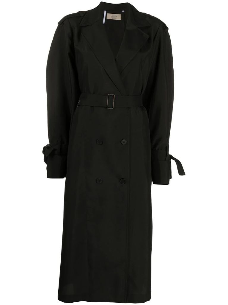 loose-fit belted trench