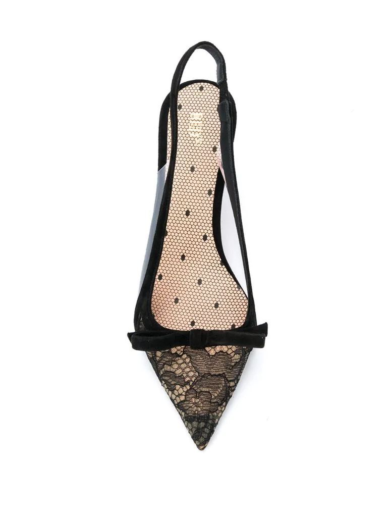 lace detail sling-back stilettos