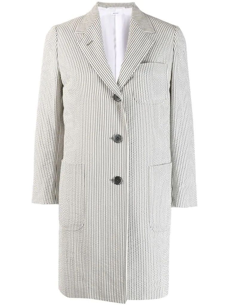seersucker single-breasted overcoat