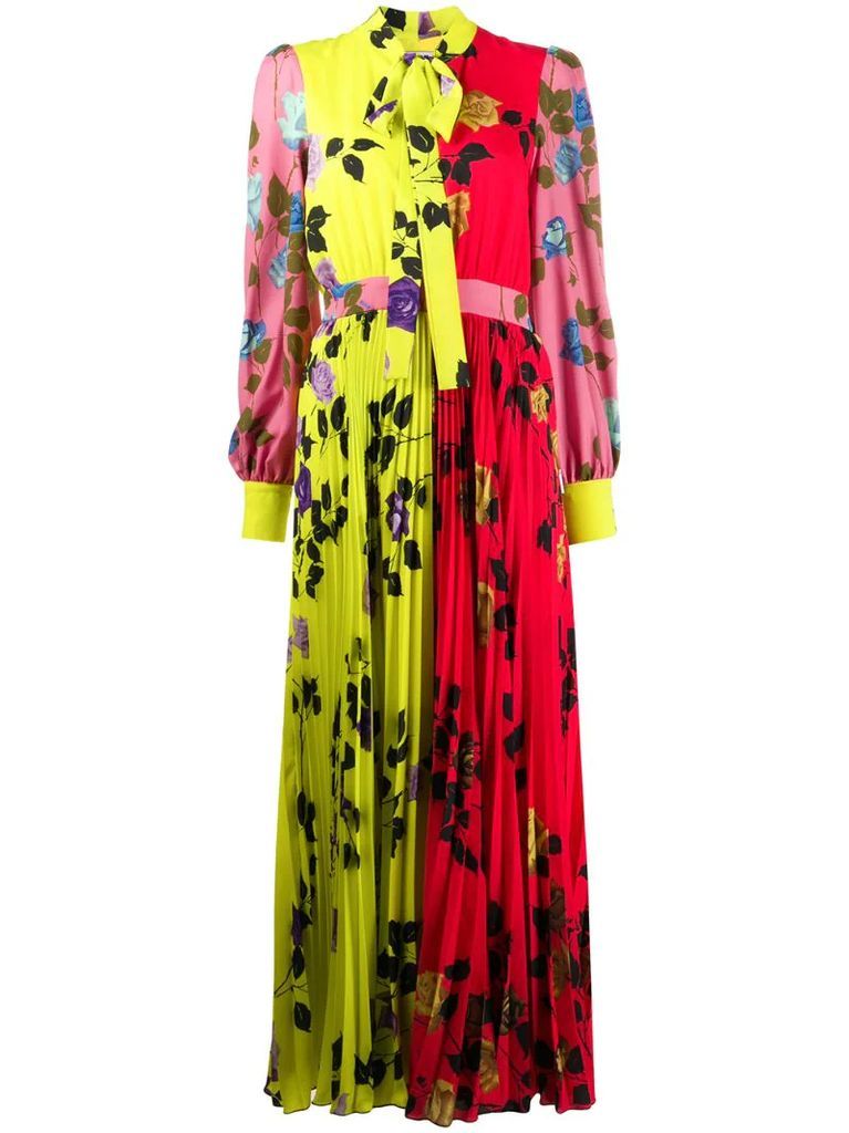 floral-print pleated dress