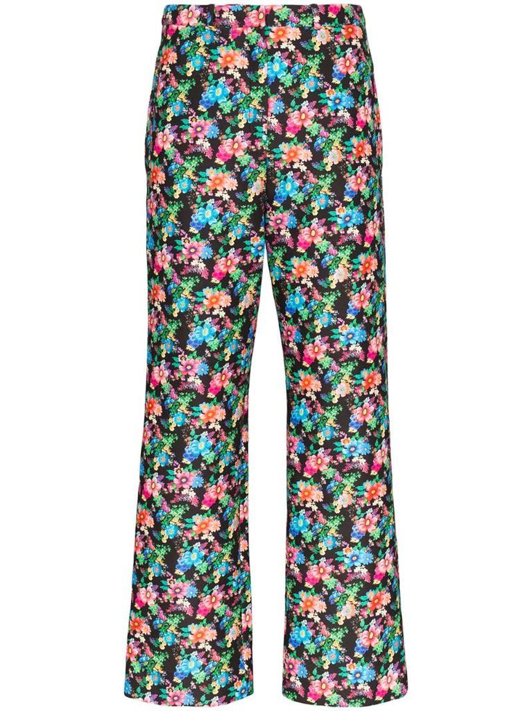 cropped floral-print slim-leg trousers