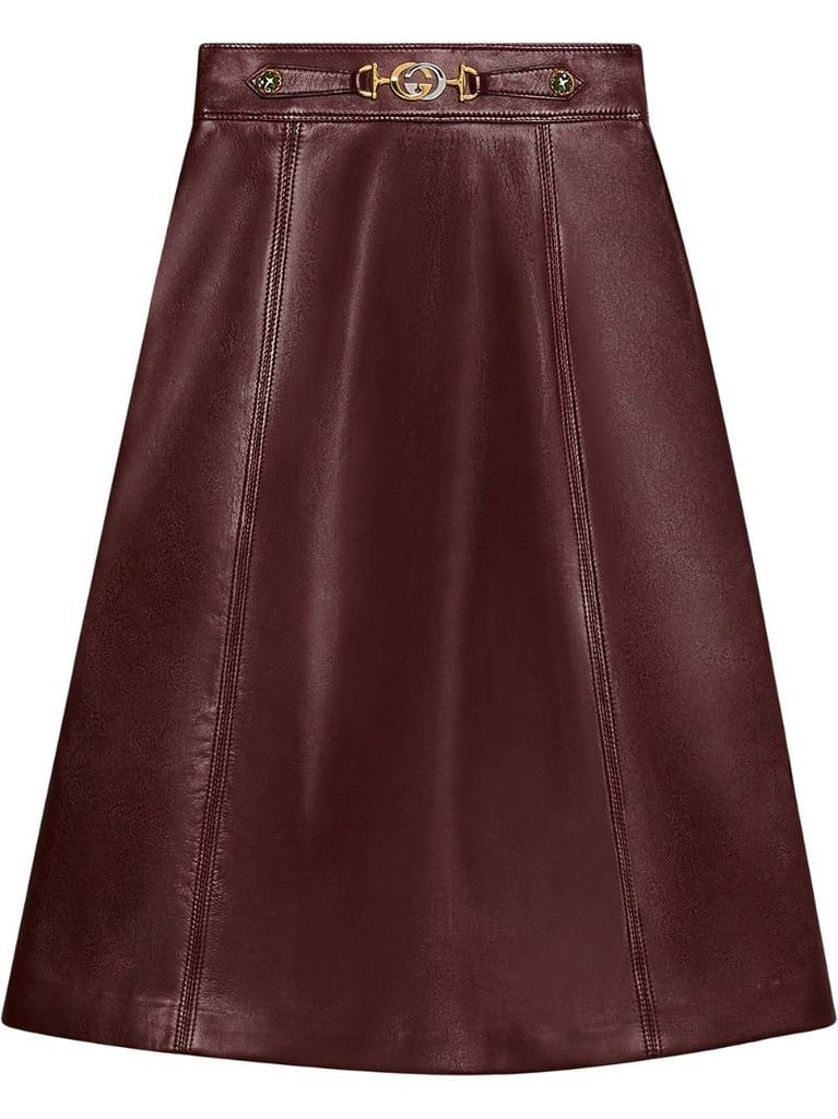 Leather skirt with Interlocking G detail