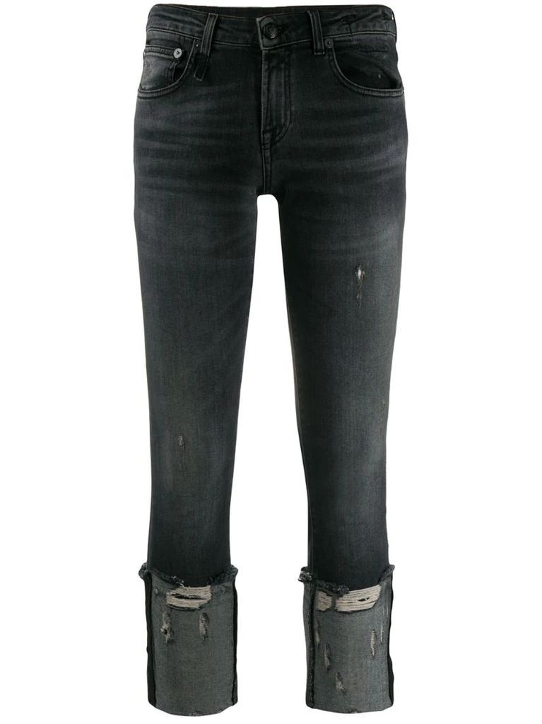 cropped and distressed skinny fit jeans