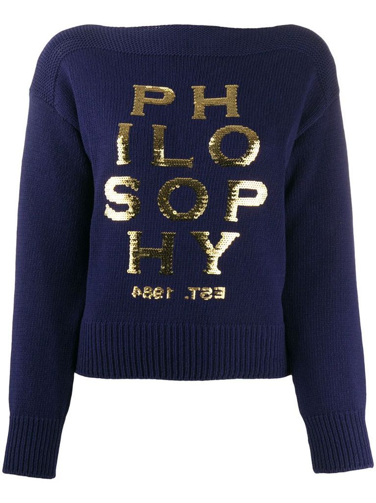 sequin logo jumper