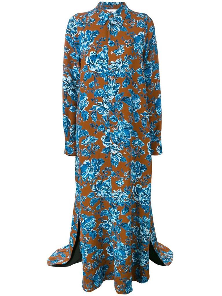 Long Dress Flower Shirt with Long Sleeves