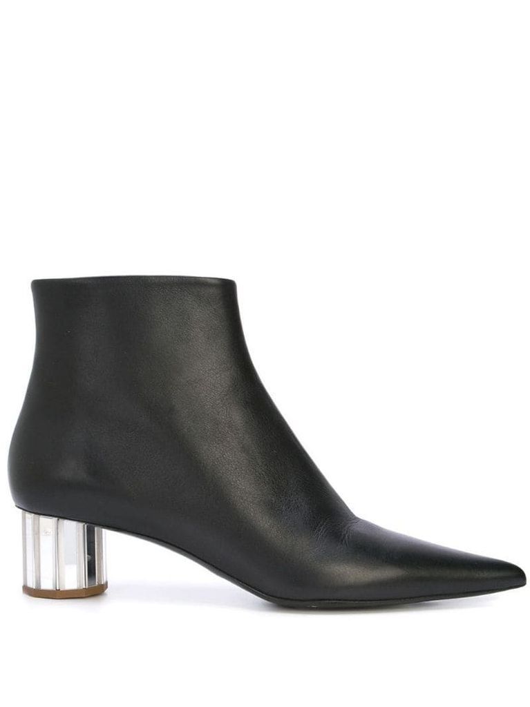 facet heel ankle boots