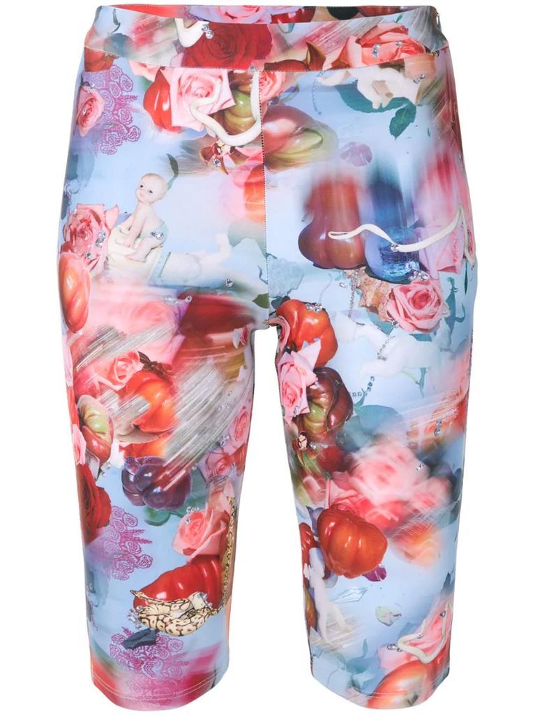 floral-print cycling shorts