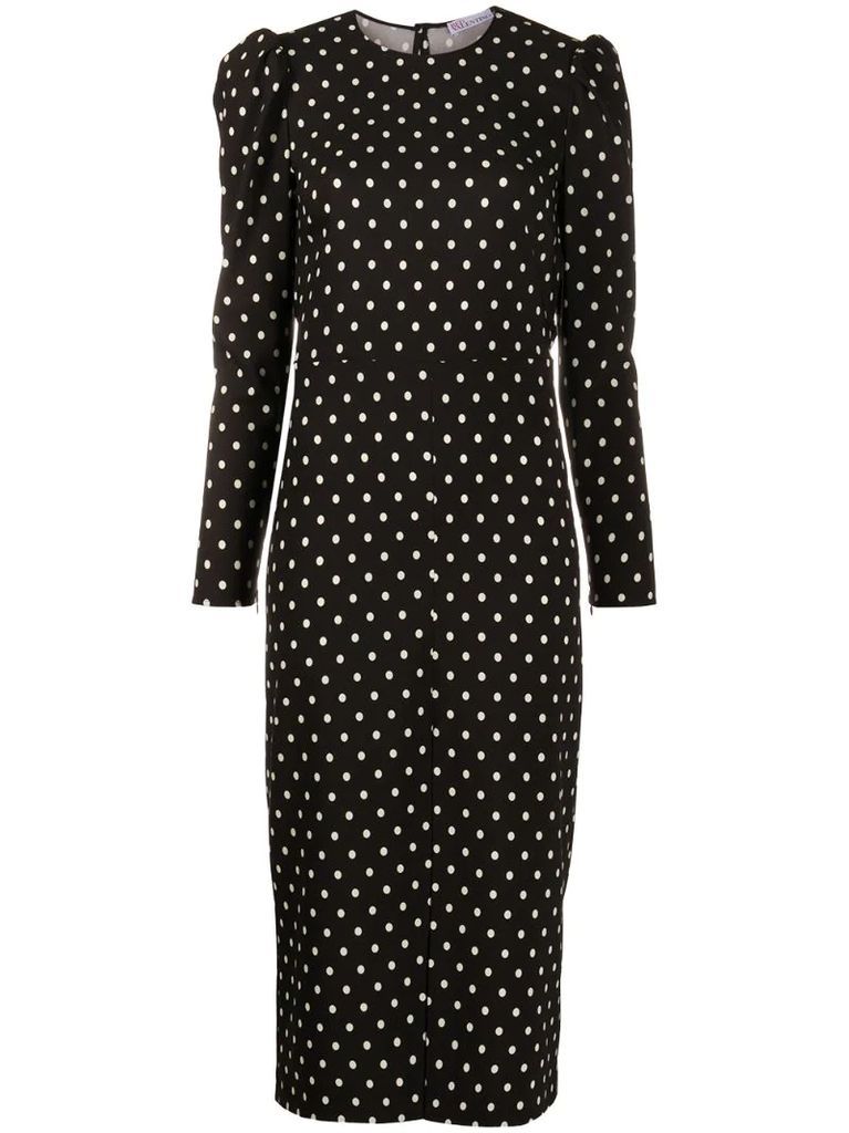 polka dotted long-sleeved dress