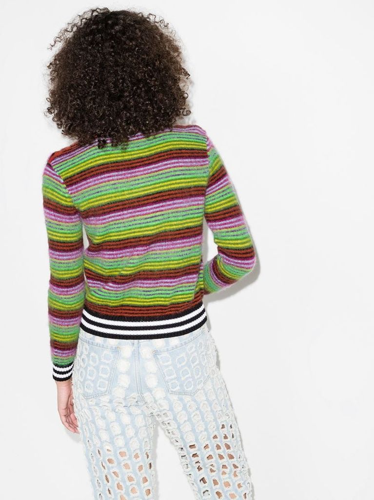 stripe knit button-up cardigan