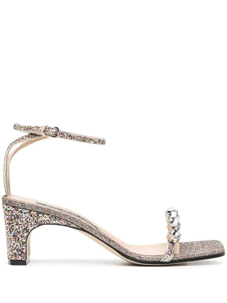 embellished glitter 60mm sandals