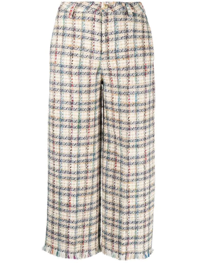 check pattern tweed trousers