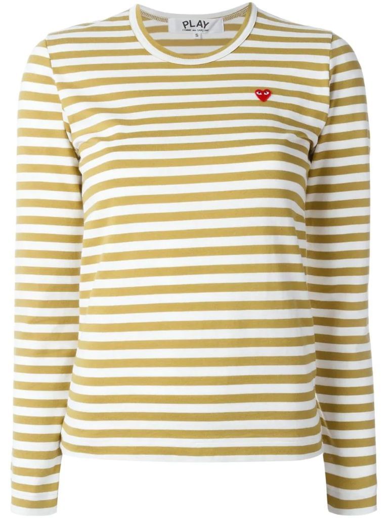 heart-patch striped top