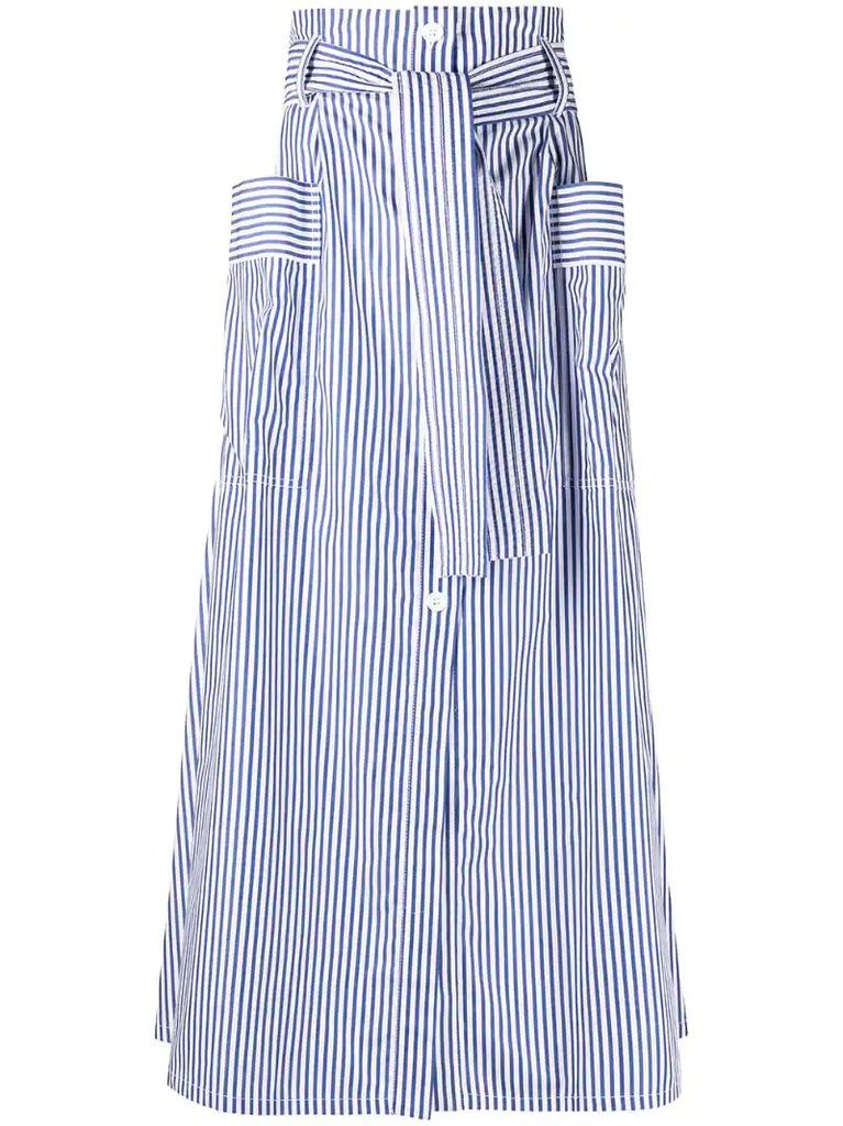 tie-waist pinstripe skirt