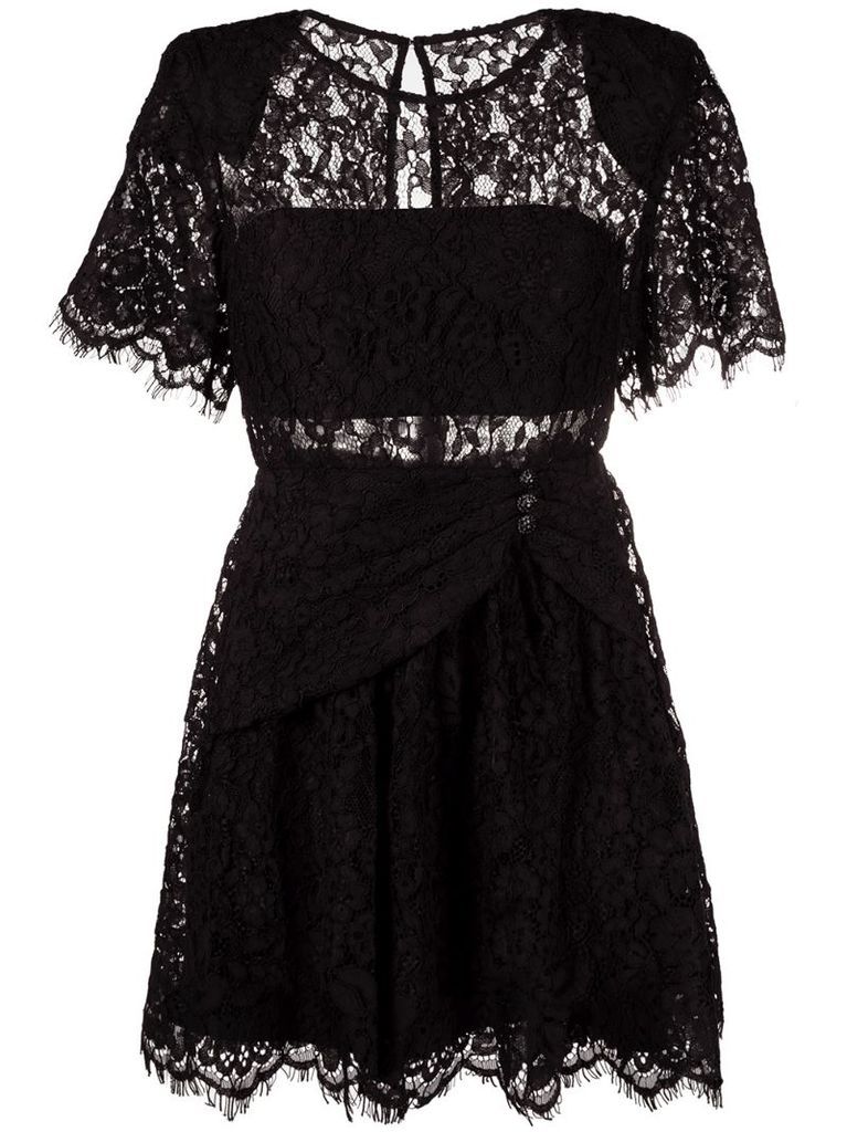 floral-lace short-sleeved dress