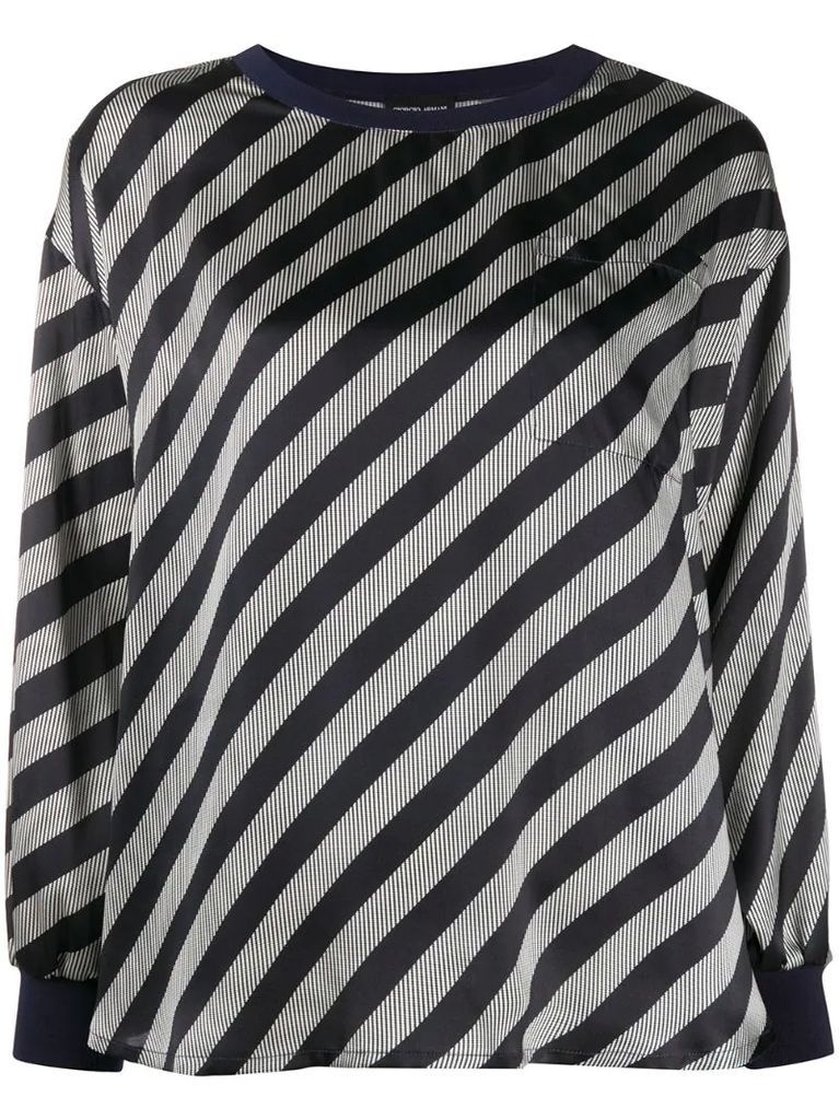 diagonal stripe print blouse