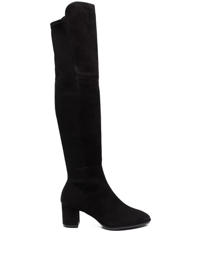 knee-high suede boots