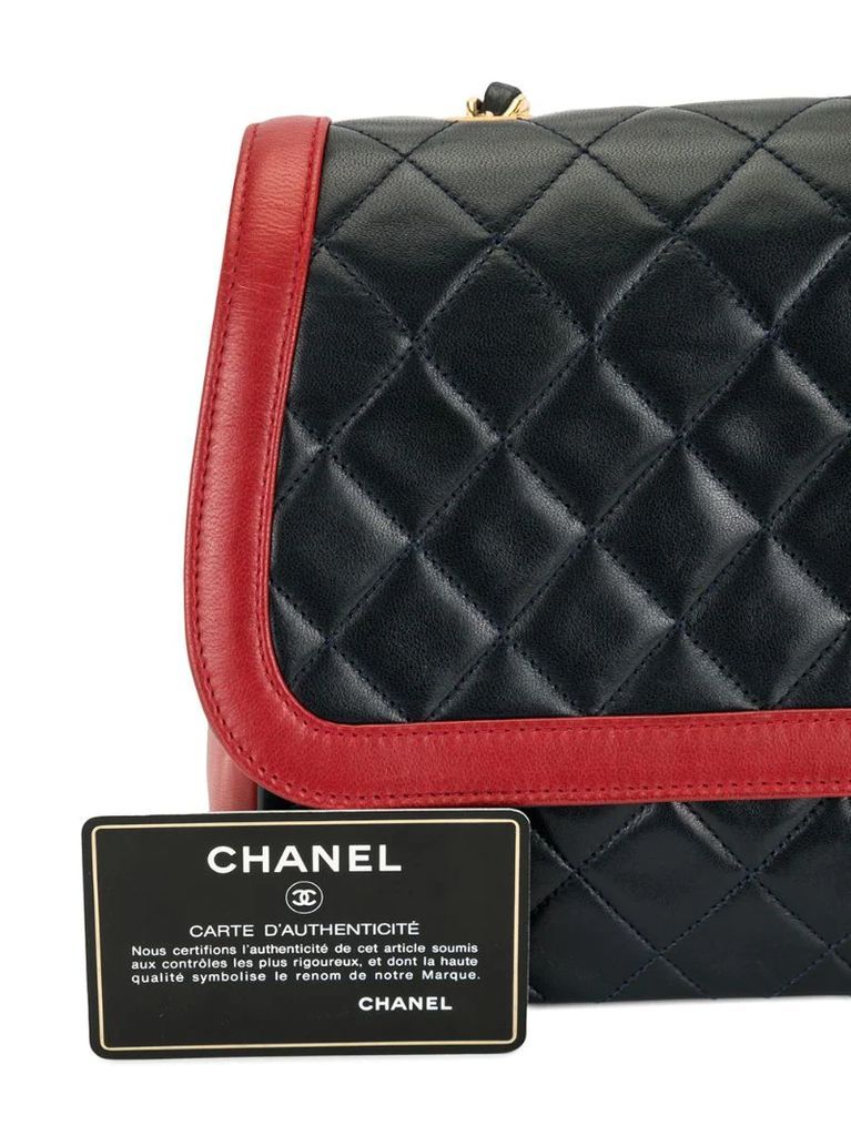 1990s diamond quilted Double Flap shoulder bag