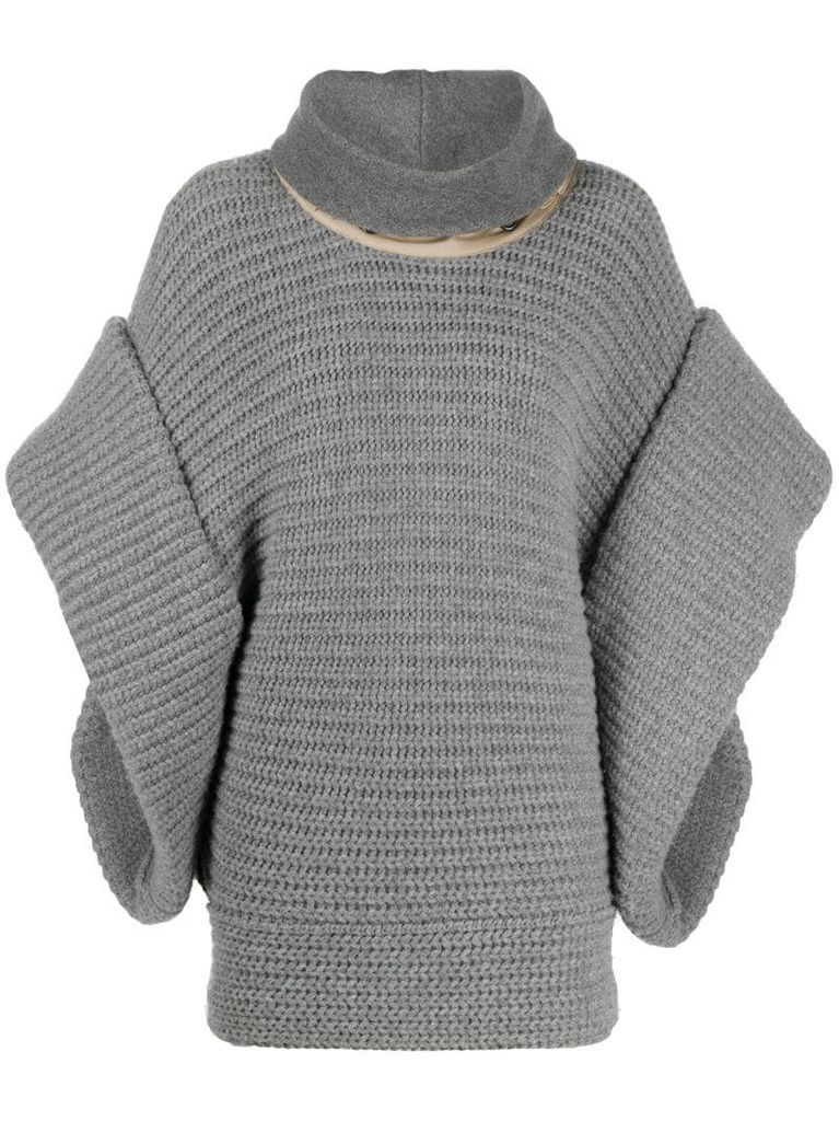 2007 funnel neck knitted poncho