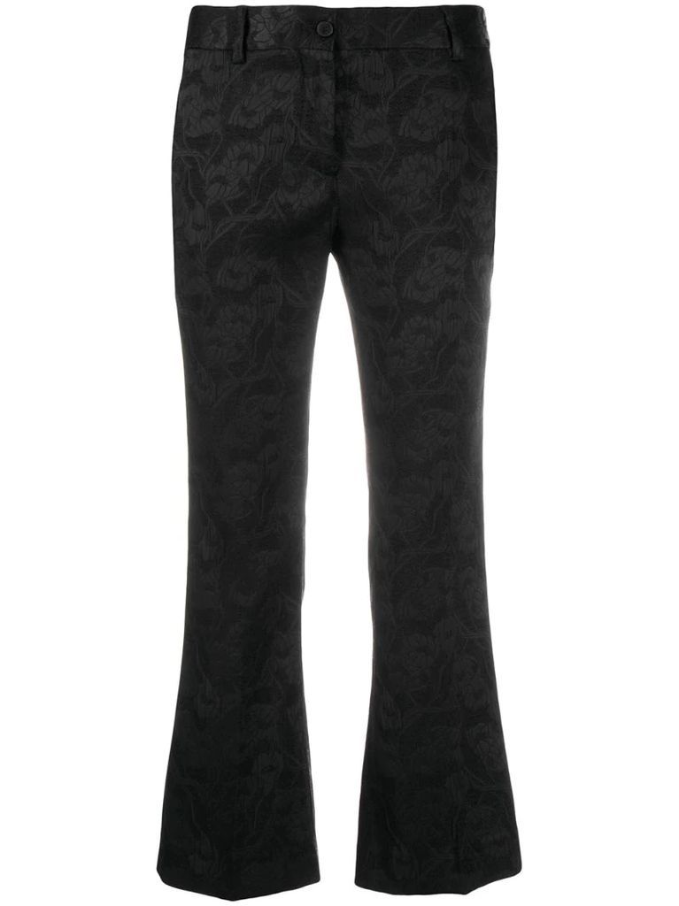 floral-embroidered flared trousers