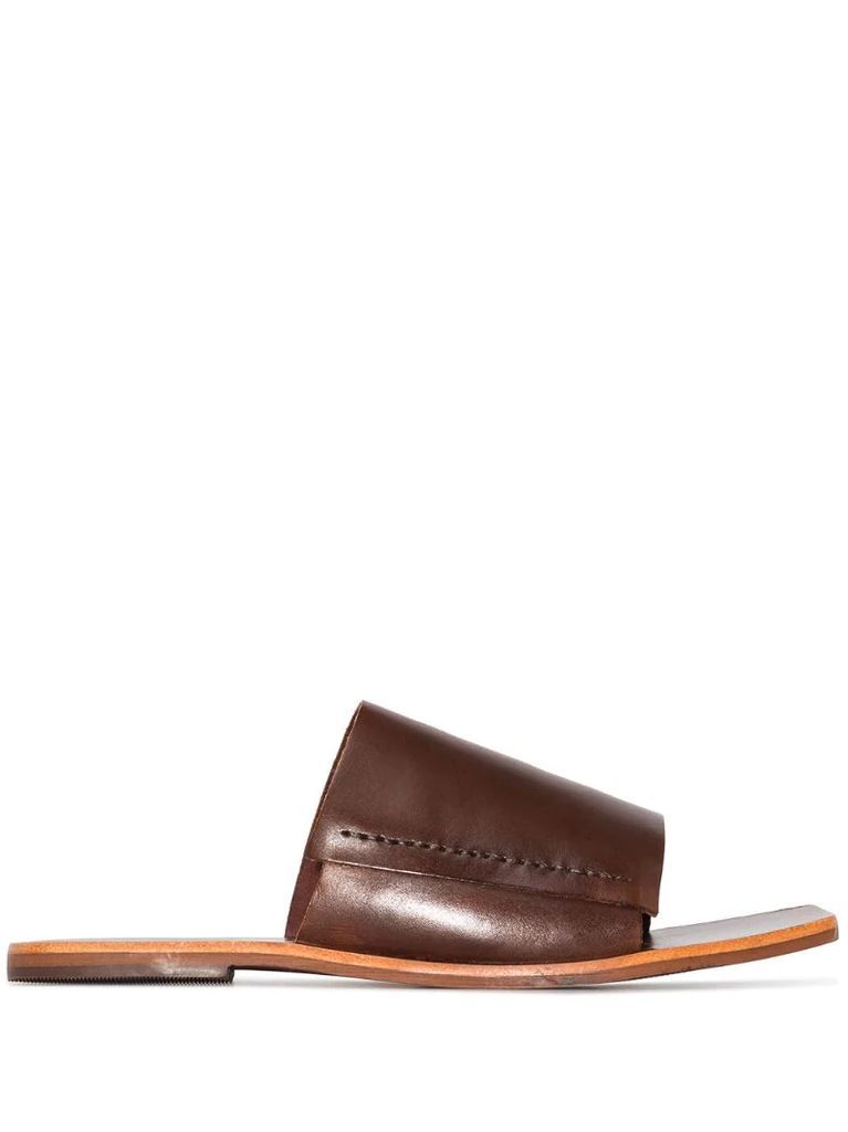 leather slip-on flat sandals