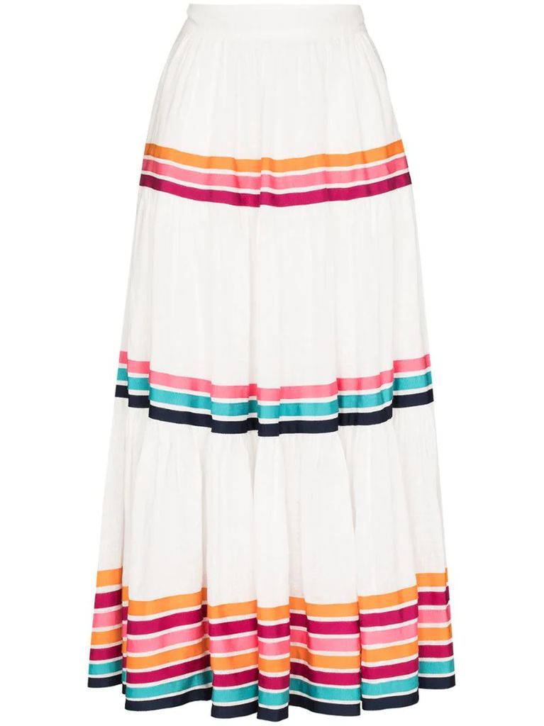 Lulu stripe-pattern midi skirt