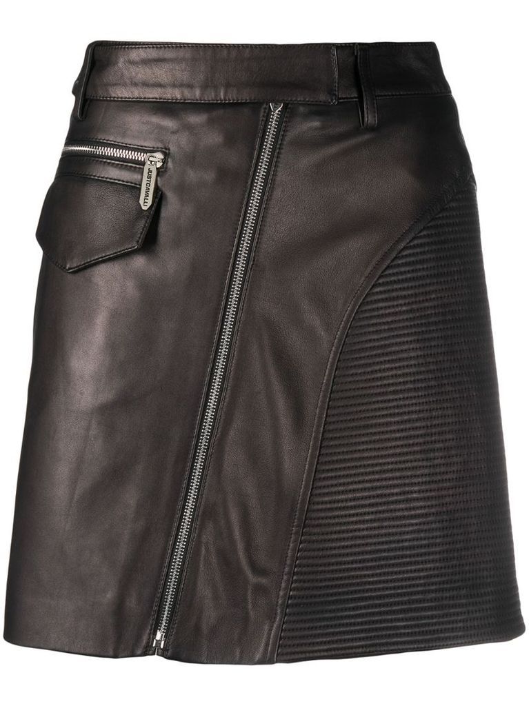 high-waisted biker-style mini-skirt