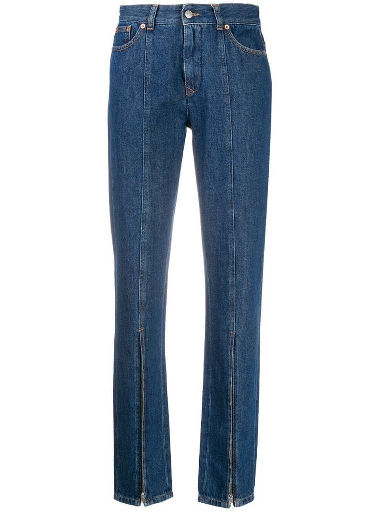 zip-detail straight-leg jeans