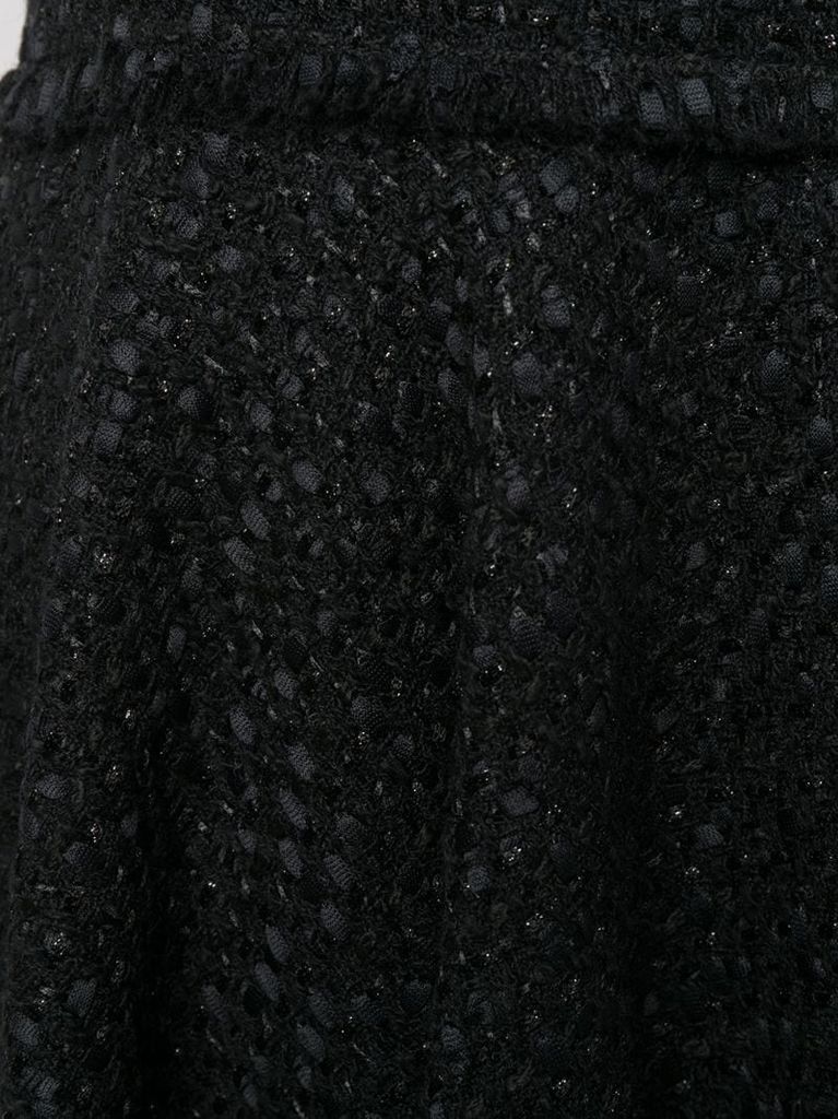 tweed frayed flared skirt