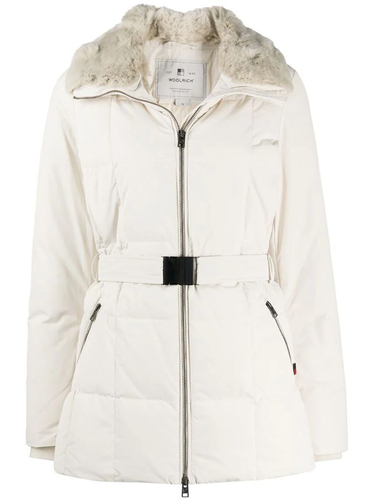 belted padded coat