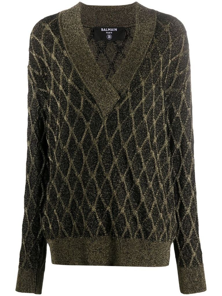 diamond knit cricket jumper