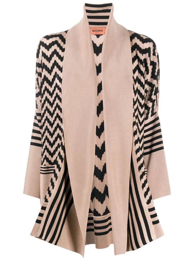 geometric patter open-front cardigan