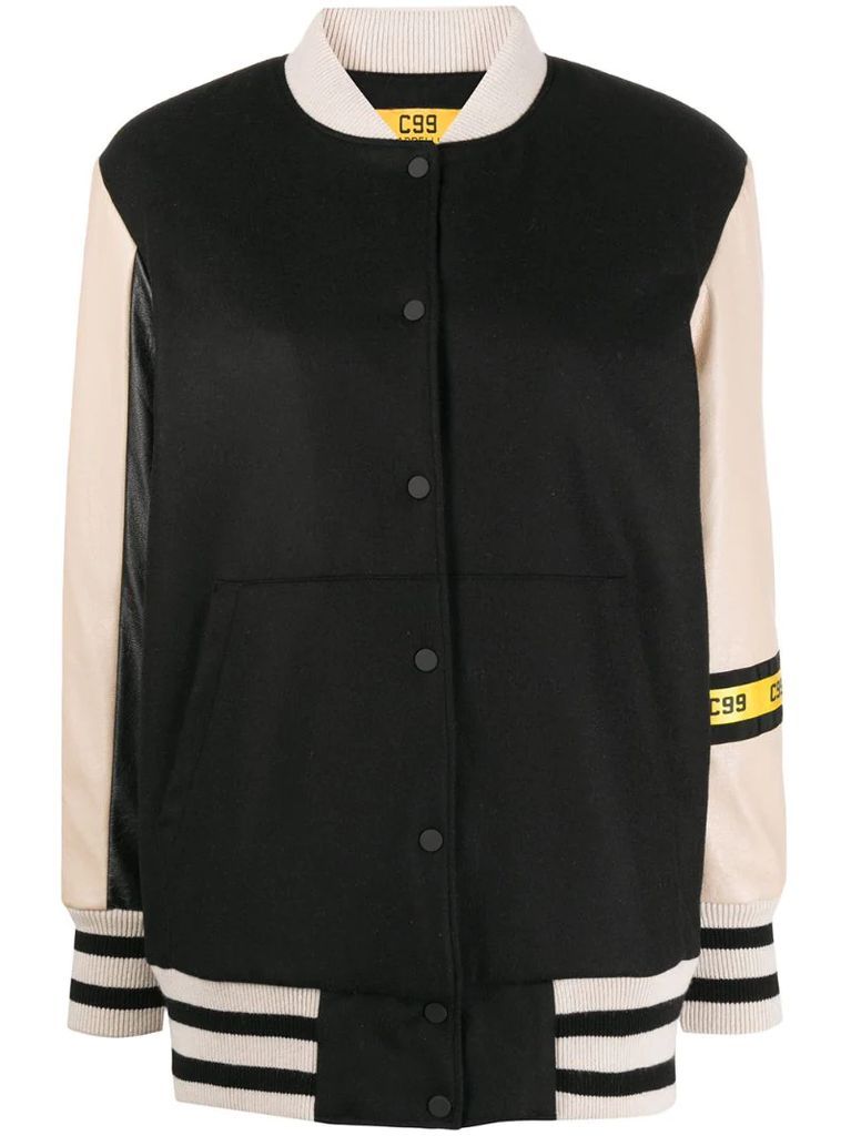 logo-band sleeve bomber jacket