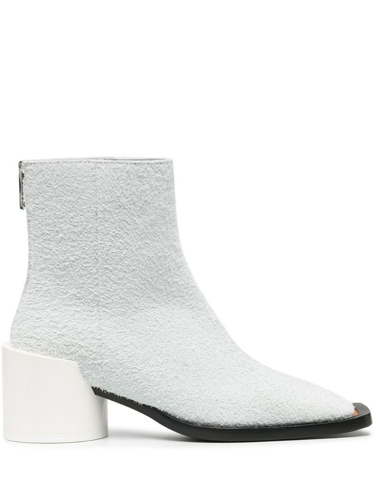 textured square-toe boots