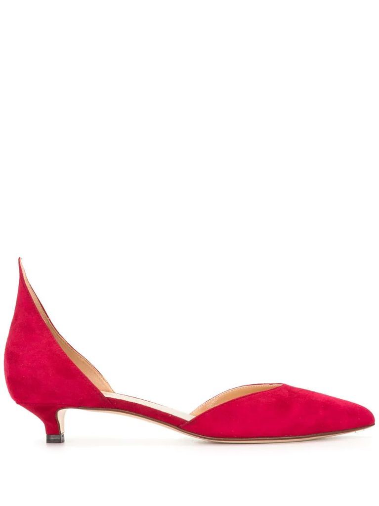 pointed low-heel pumps