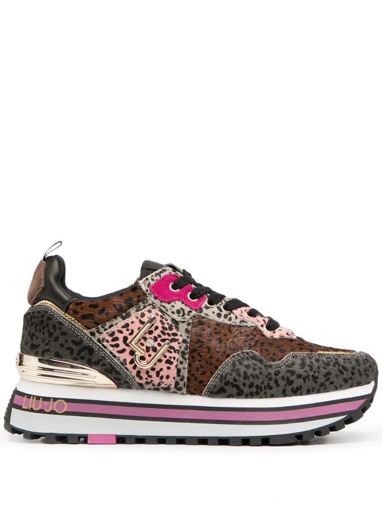 leopard-print panelled sneakers