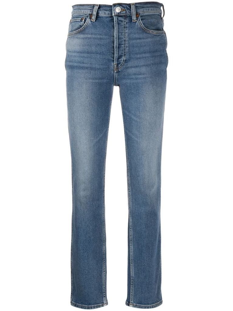high-waisted straight jeans