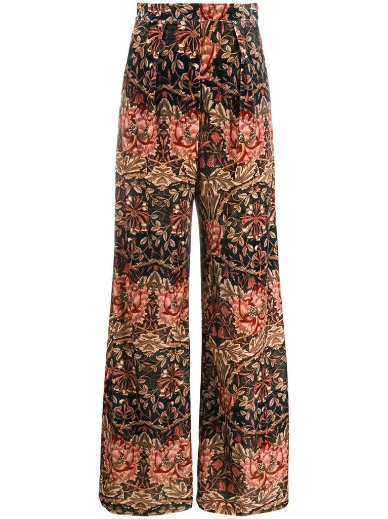 floral-print wide-leg trousers