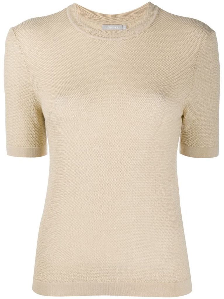 structured knit short-sleeved top