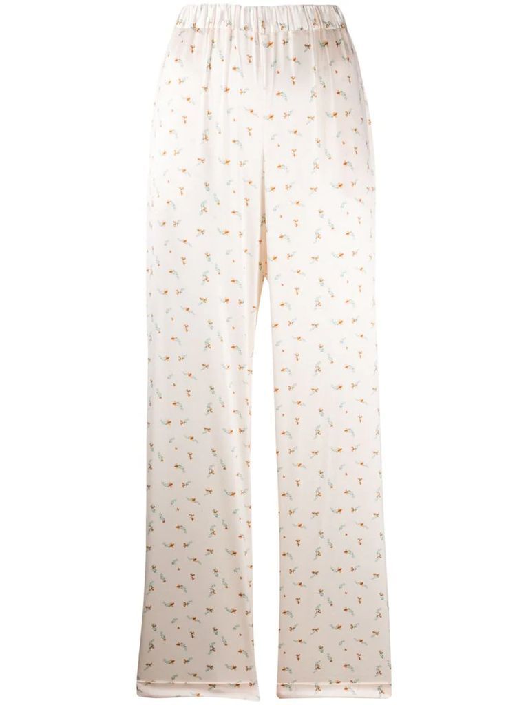 floral print silk trousers