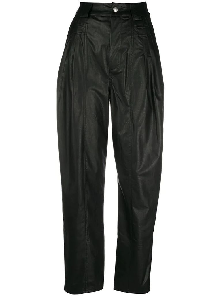 darted leather trousers