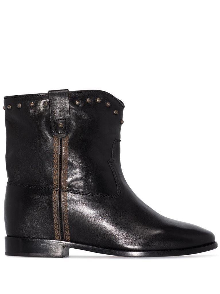 Cluster leather ankle boots