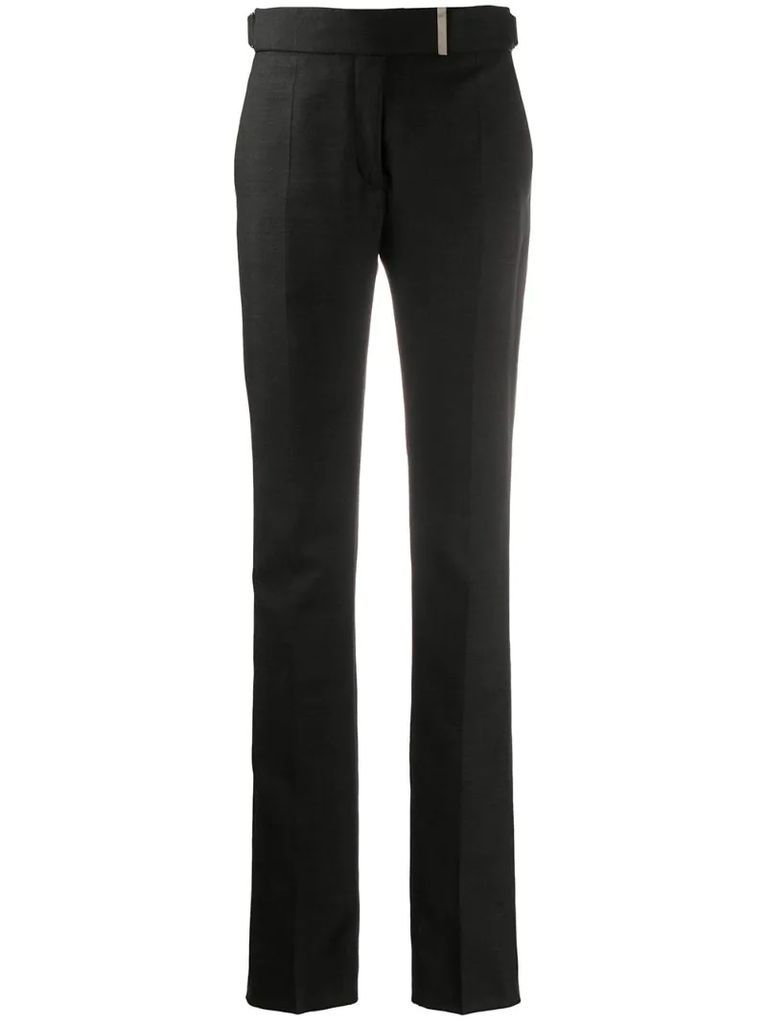belted slim tailored trousers