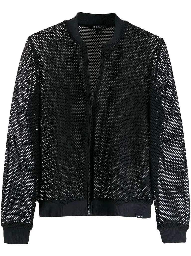 sheer mesh bomber jacket